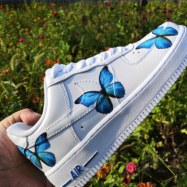 Light Blue and Purple Swallowtail Butterfly Custom Air Force 1 - Hand –  Merakicks