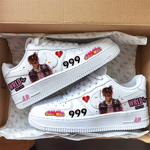 Juice Wrld Shoes Juice Wrld Custom Shoes AF1 With Matching 999 Socks twopairshoes